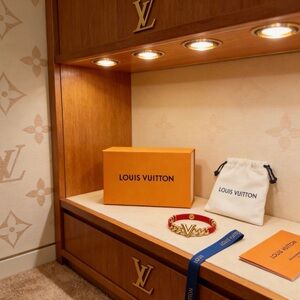 Louis Vuitton Red & Gold V-logo Bracelet